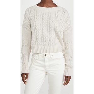 Bb Dakota Isn't She Cute Neutral Minimalist Cable Knit Crop Wool Sweater Medium